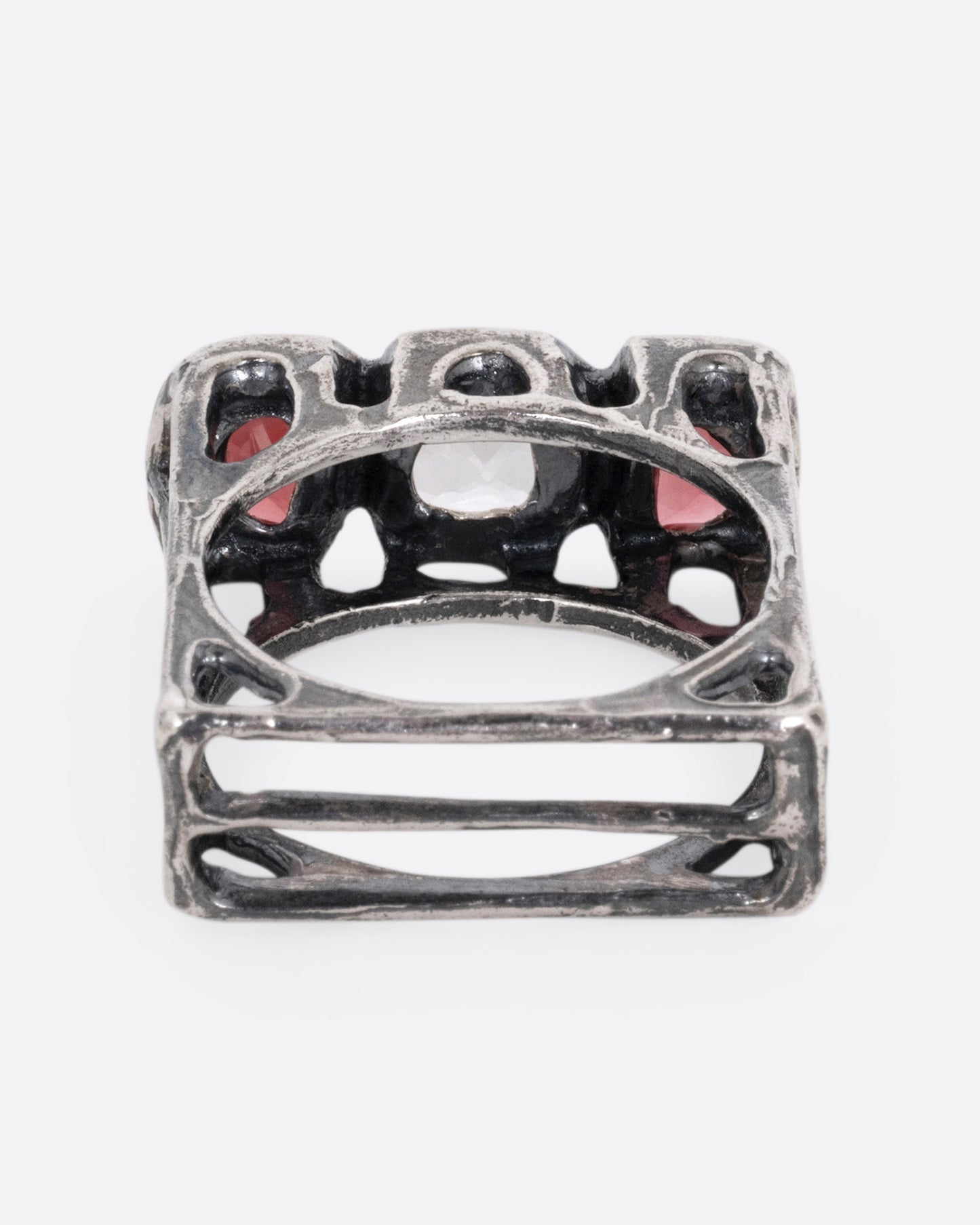 Topaz and Garnet Square Cage Ring