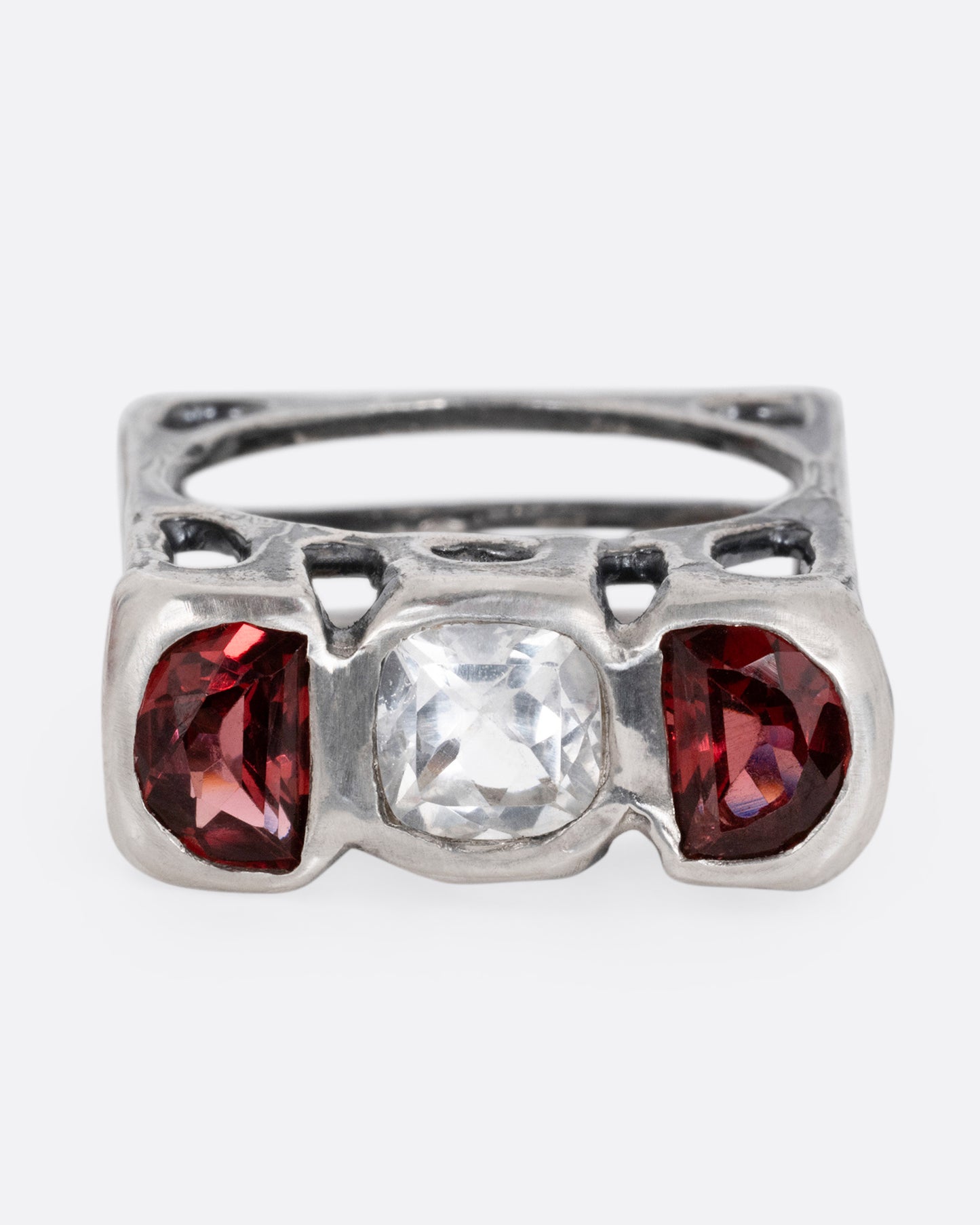 Topaz and Garnet Square Cage Ring
