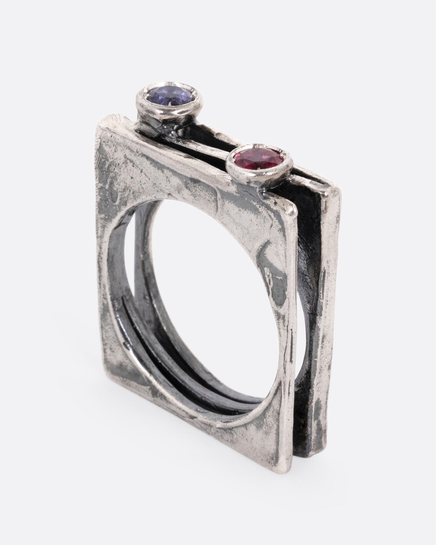 Iolite and Rhodolite Layered Ring