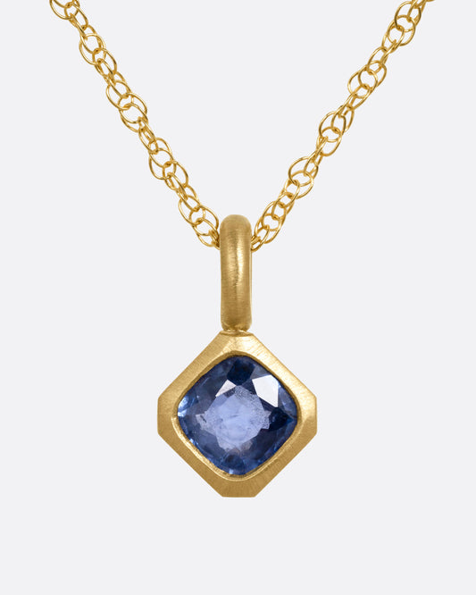 Sapphire Offset Petite Pendant Necklace