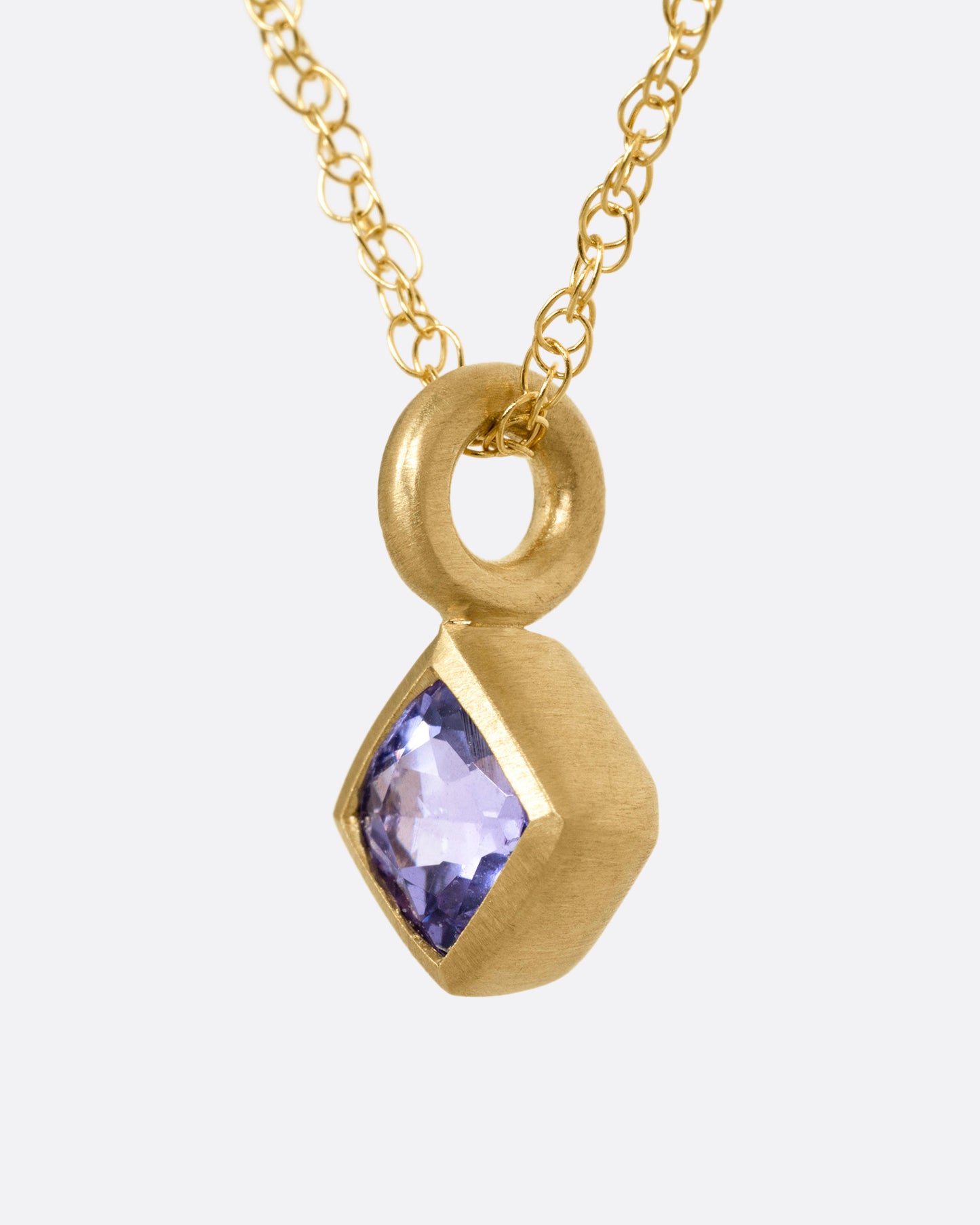Tanzanite Offset Petite Pendant Necklace