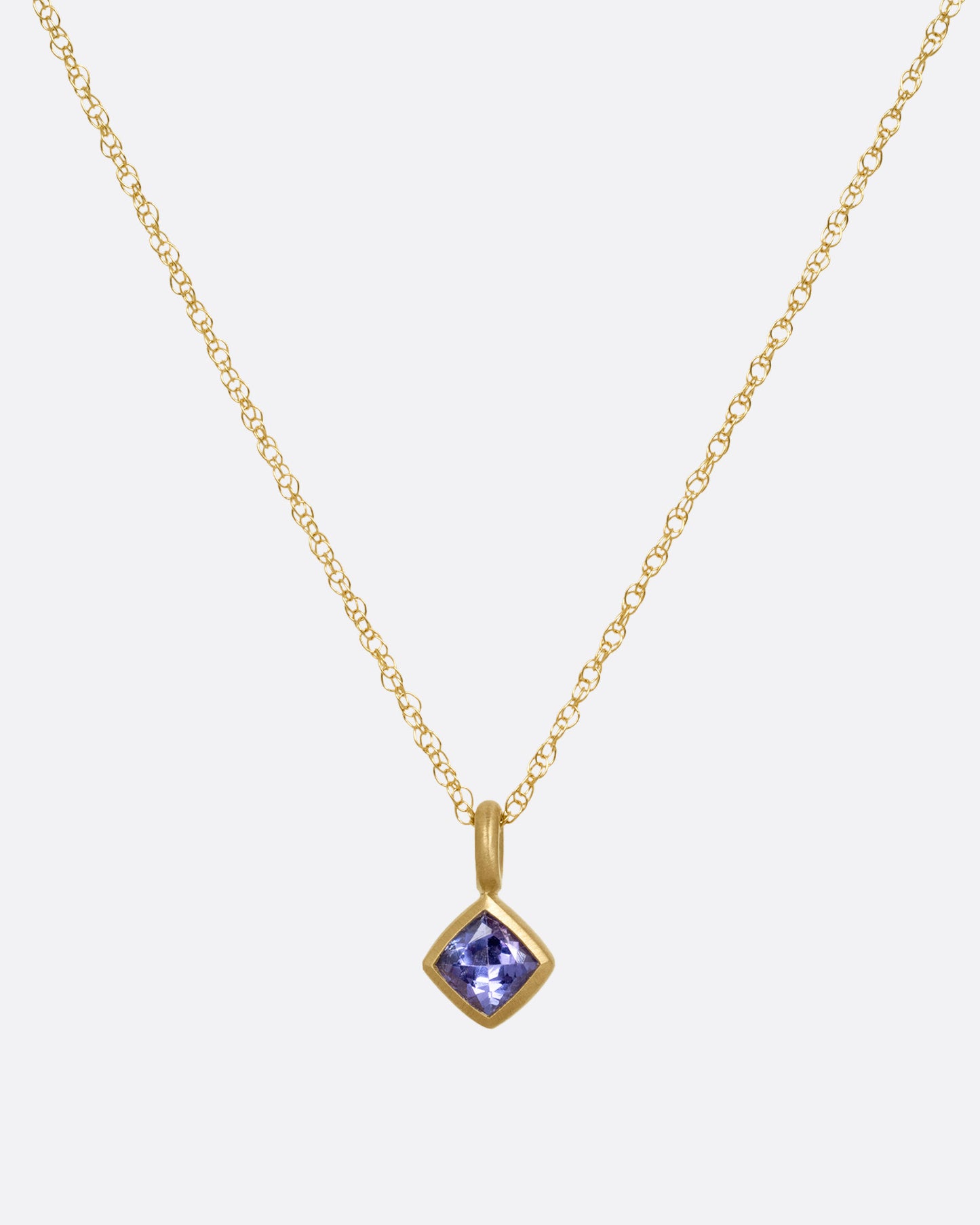 Tanzanite Offset Petite Pendant Necklace