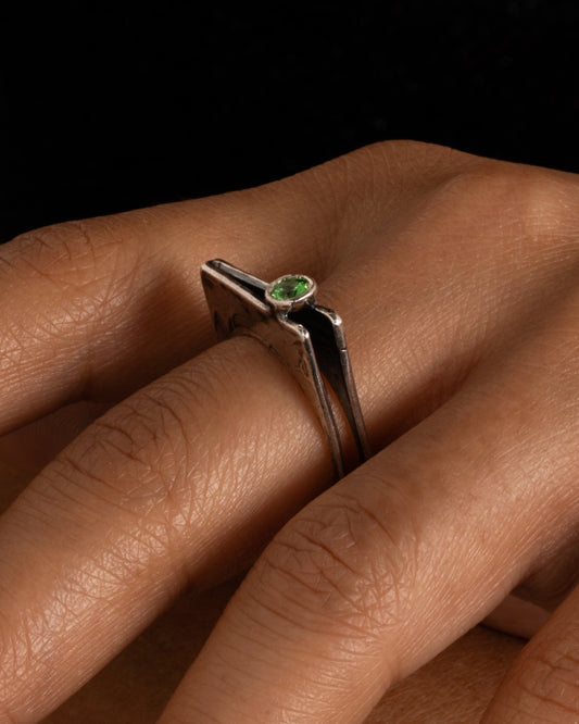 Tsavorite Garnet Angled Ring