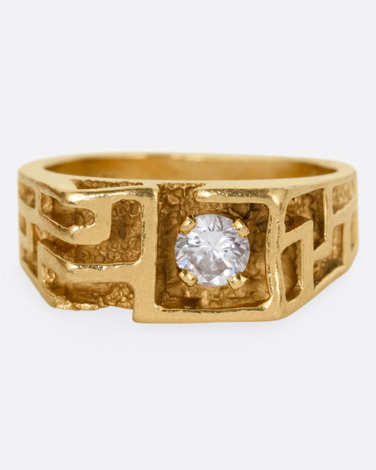 Brutalist Diamond Signet Ring