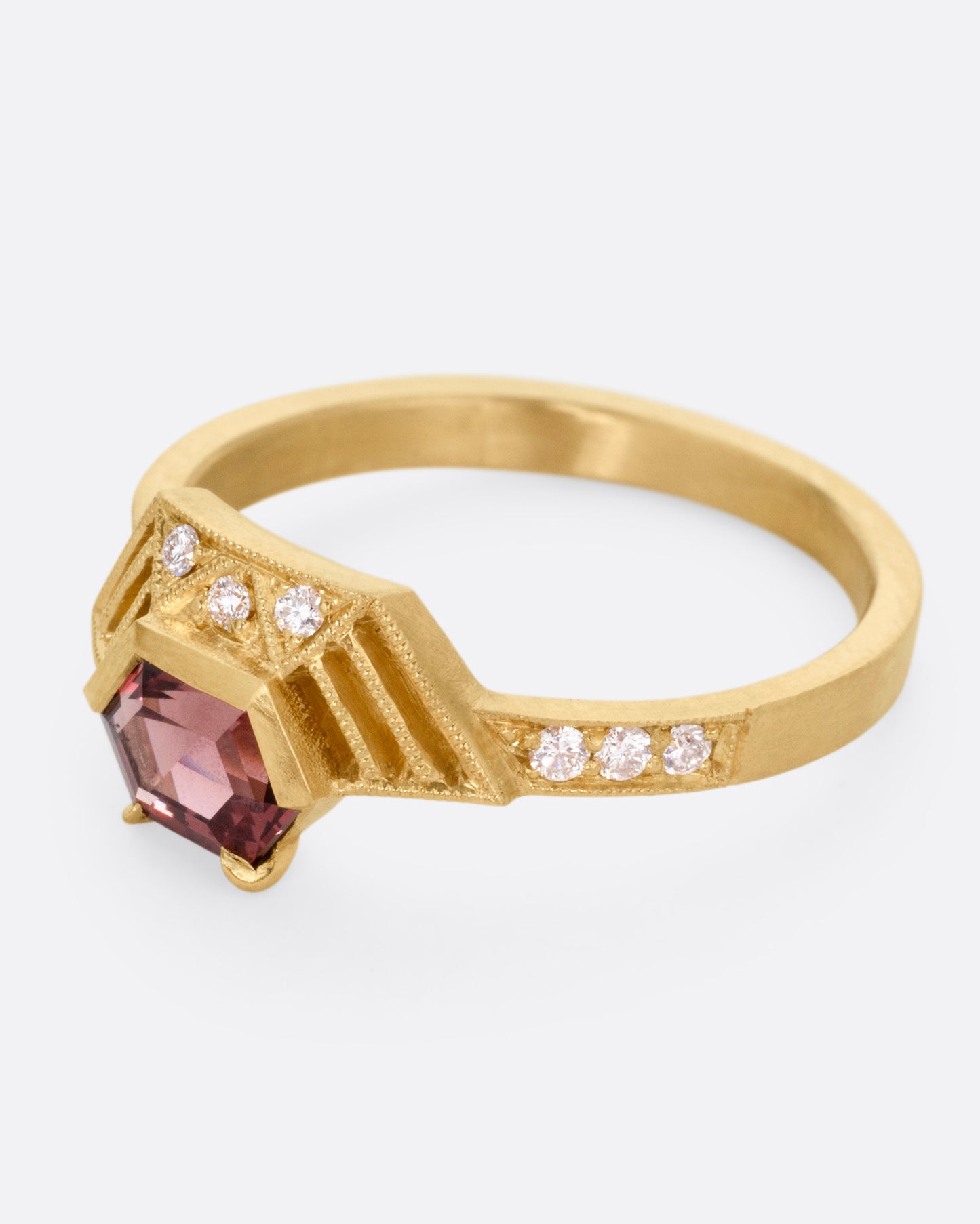 Viola Red Spinel and Diamond Ring