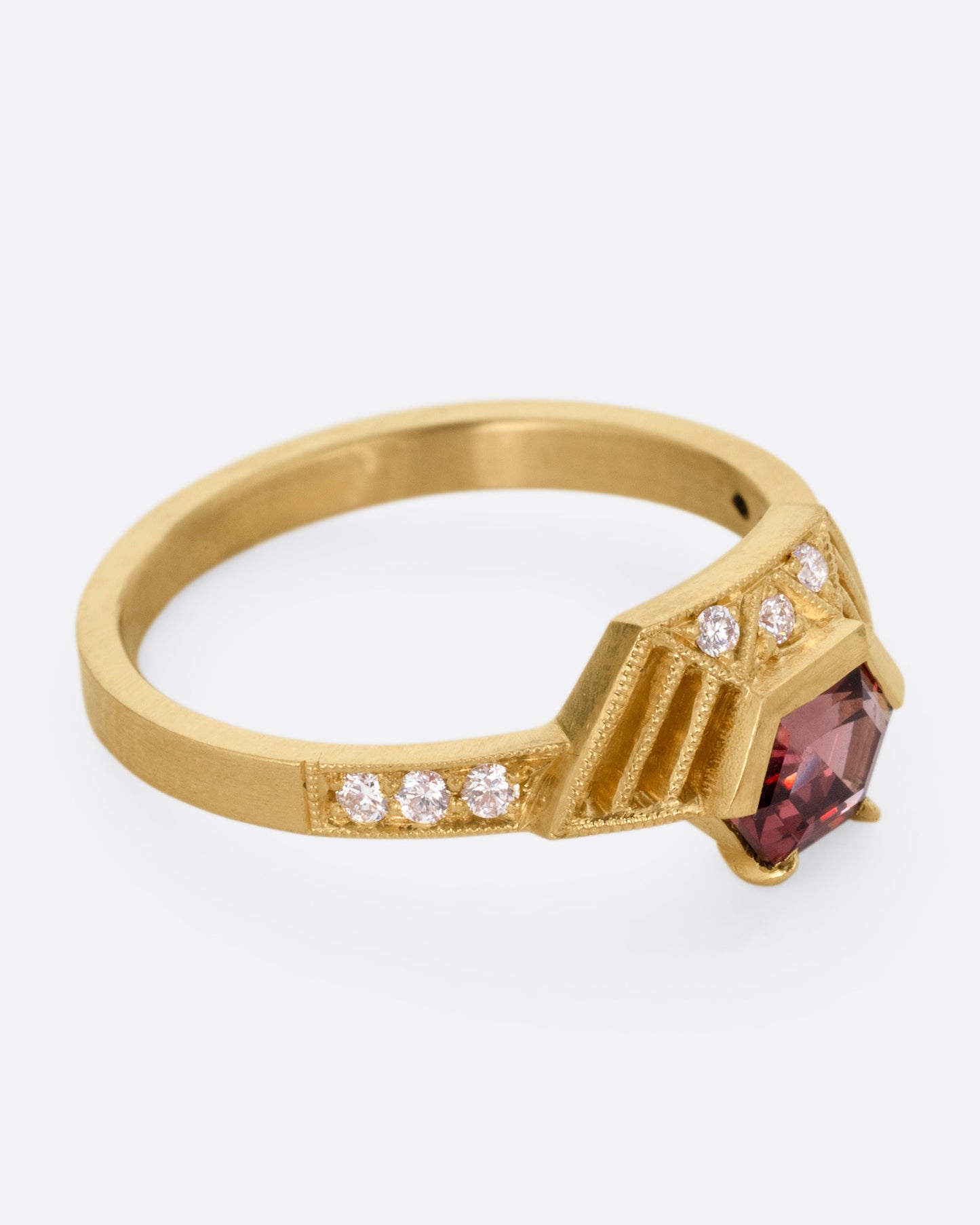 Viola Red Spinel and Diamond Ring