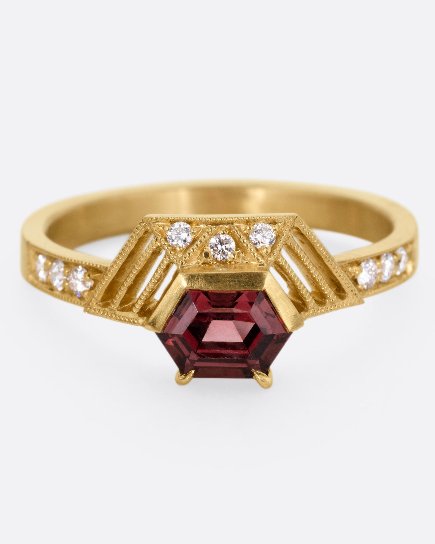 Viola Red Spinel and Diamond Ring