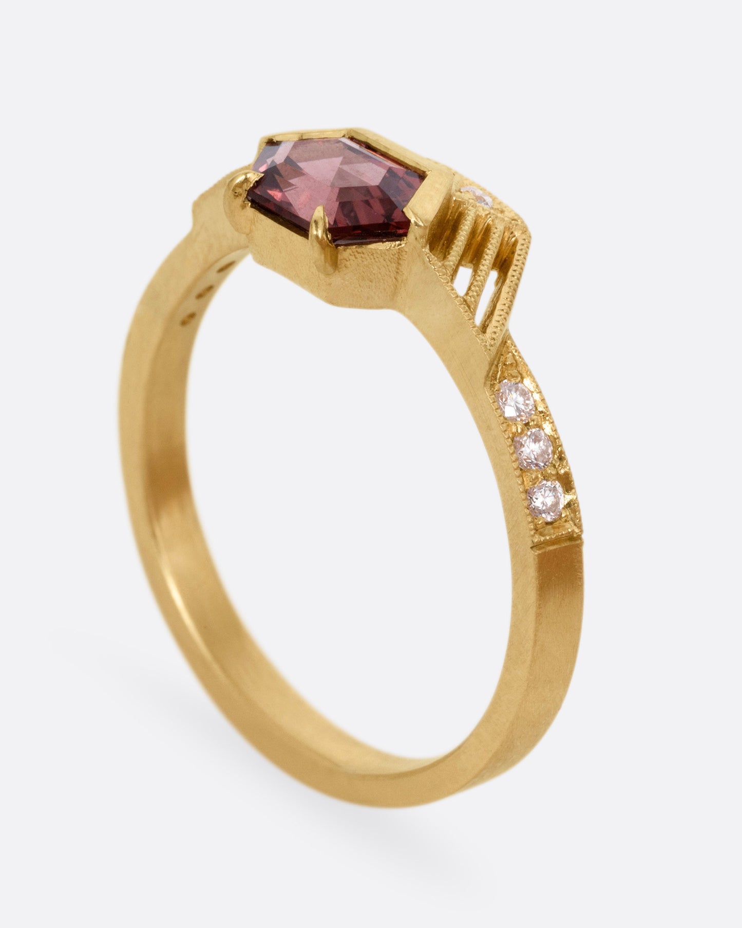Viola Red Spinel and Diamond Ring