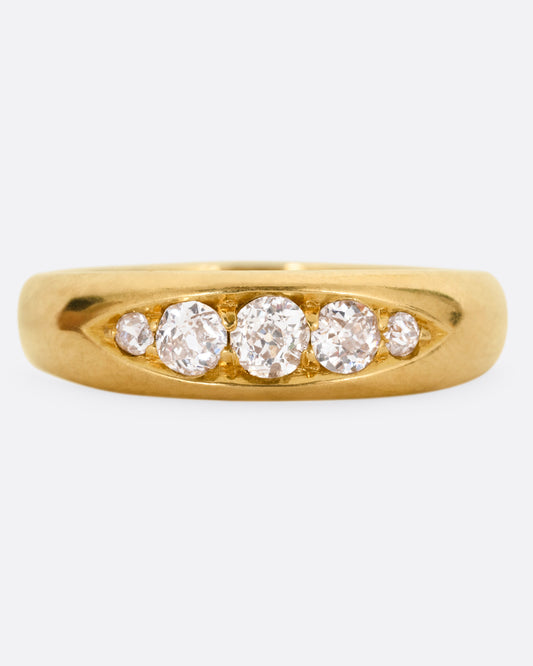 European Cut Five Diamond Ring