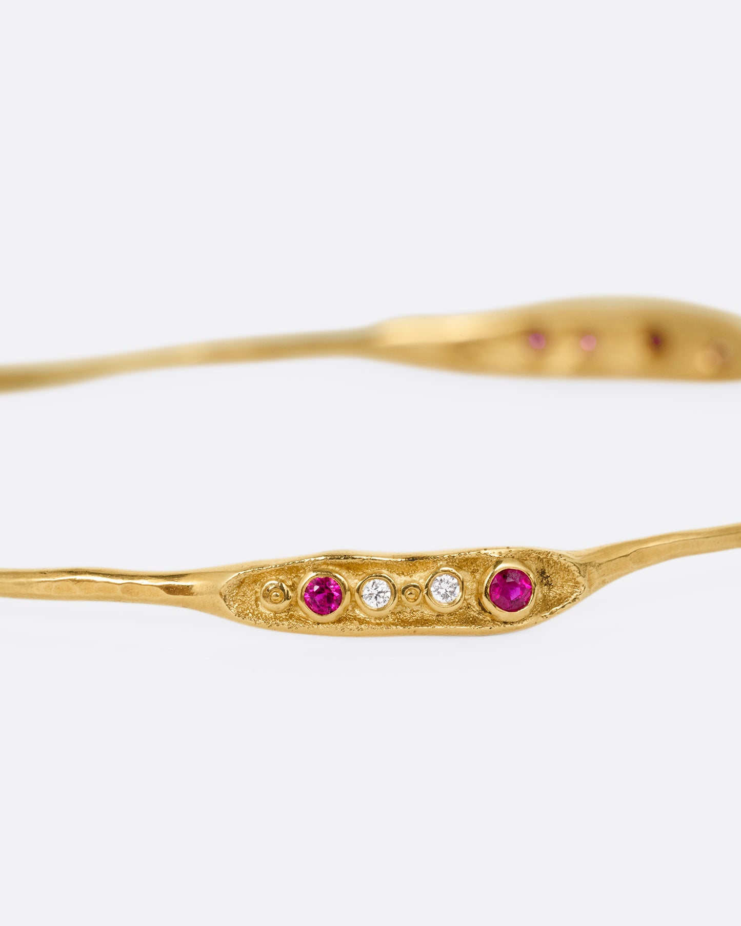 Pink Sapphire and Diamond Organic Bangle Bracelet