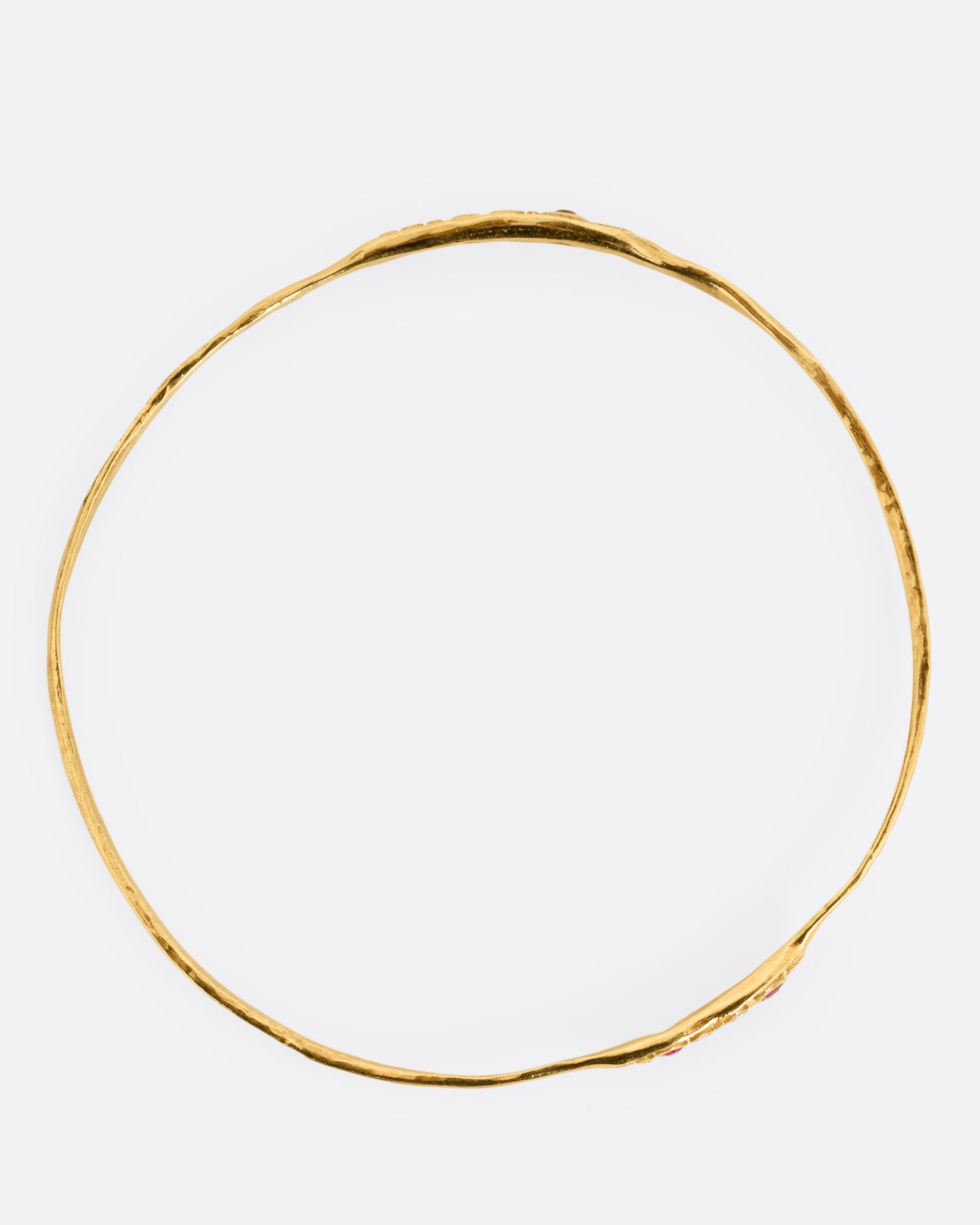 Pink Sapphire and Diamond Organic Bangle Bracelet