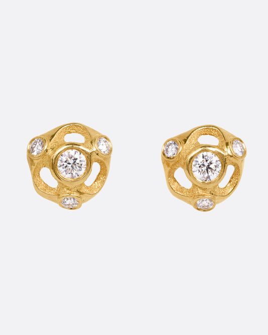 Domed Diamond Cluster Studs