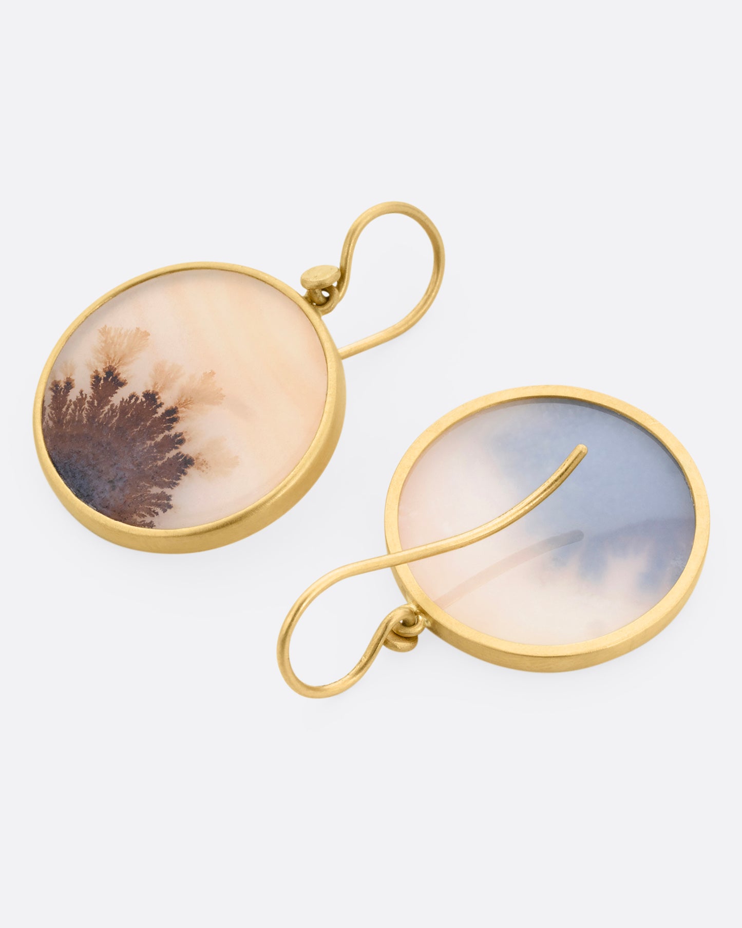 Dendritic Agate Circle Drop Earrings