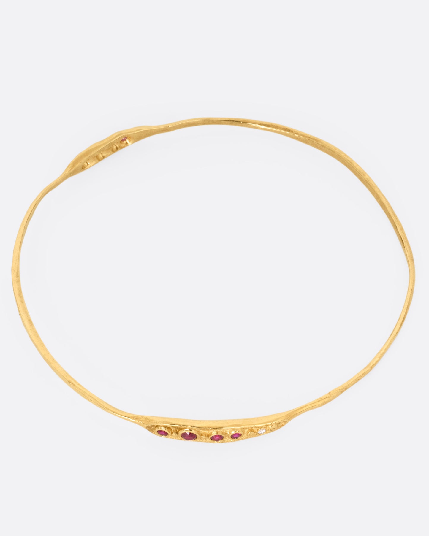 Pink Sapphire and Diamond Organic Bangle Bracelet