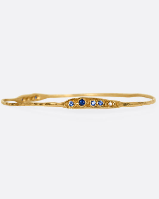 Blue Sapphire and Diamond Organic Bangle Bracelet