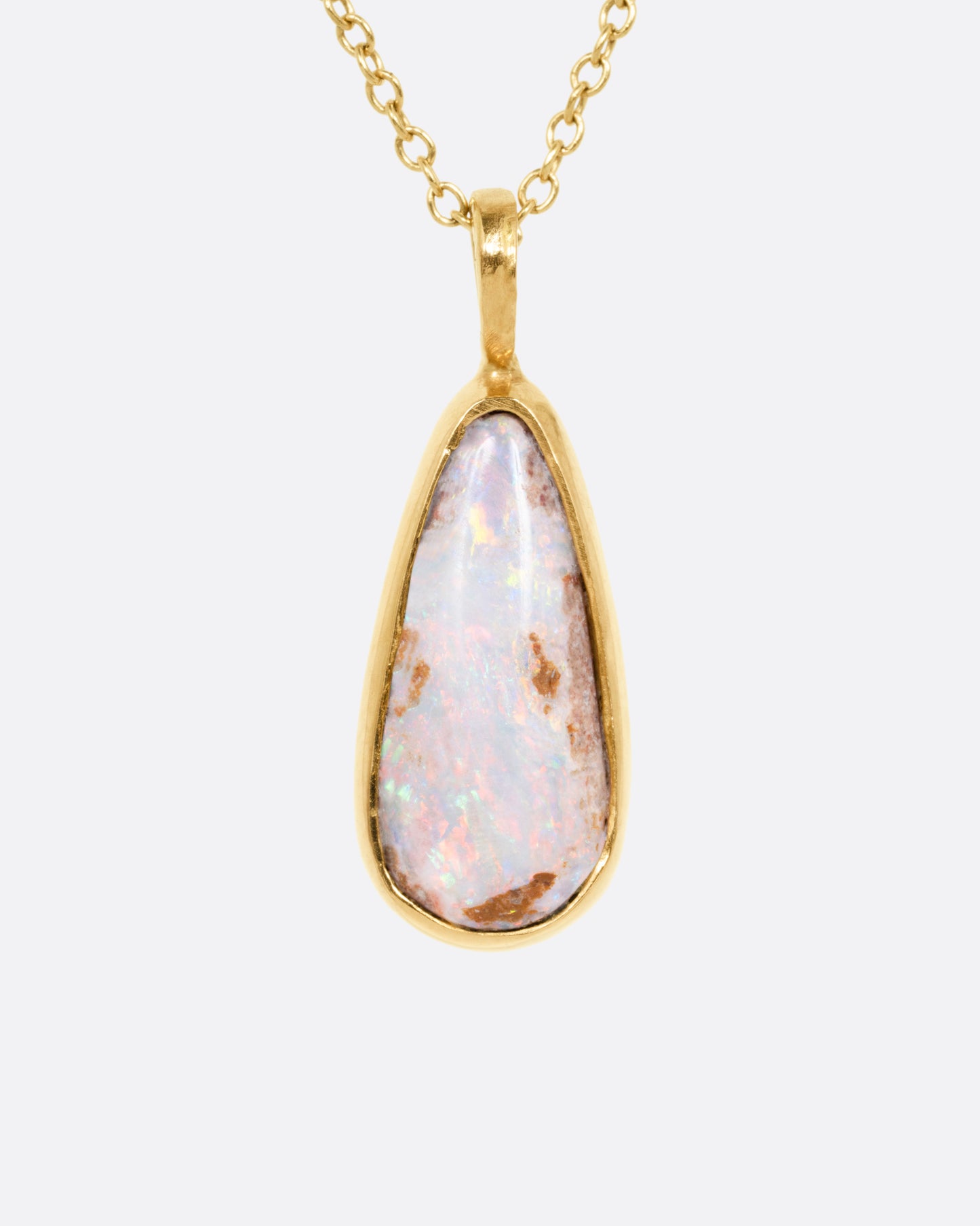 Australian Opal Teardrop Pendant Necklace