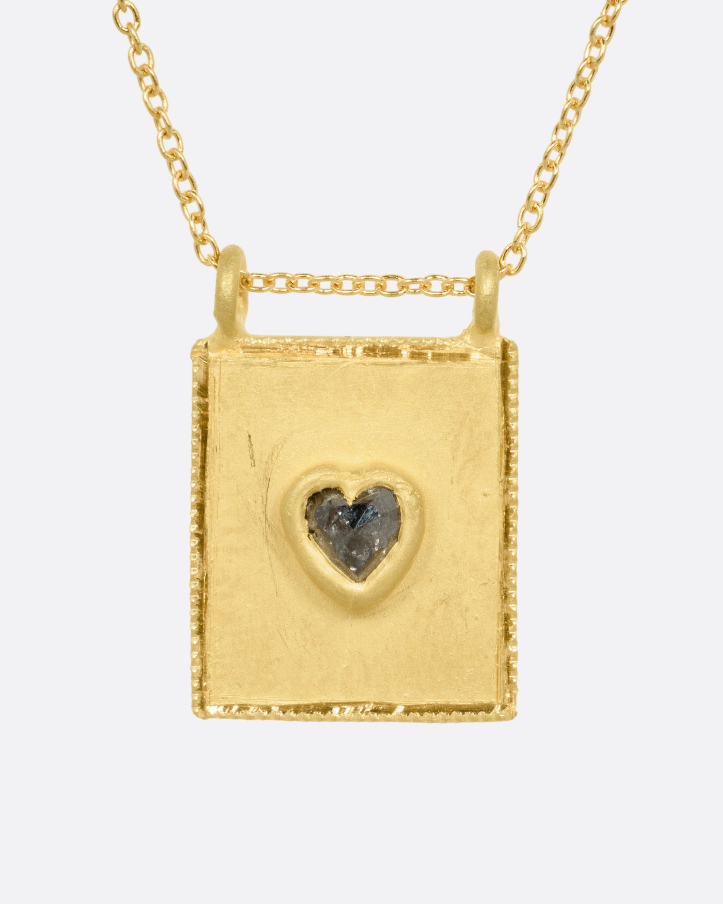 Diamond Heart Rectangular Frame Pendant Necklace