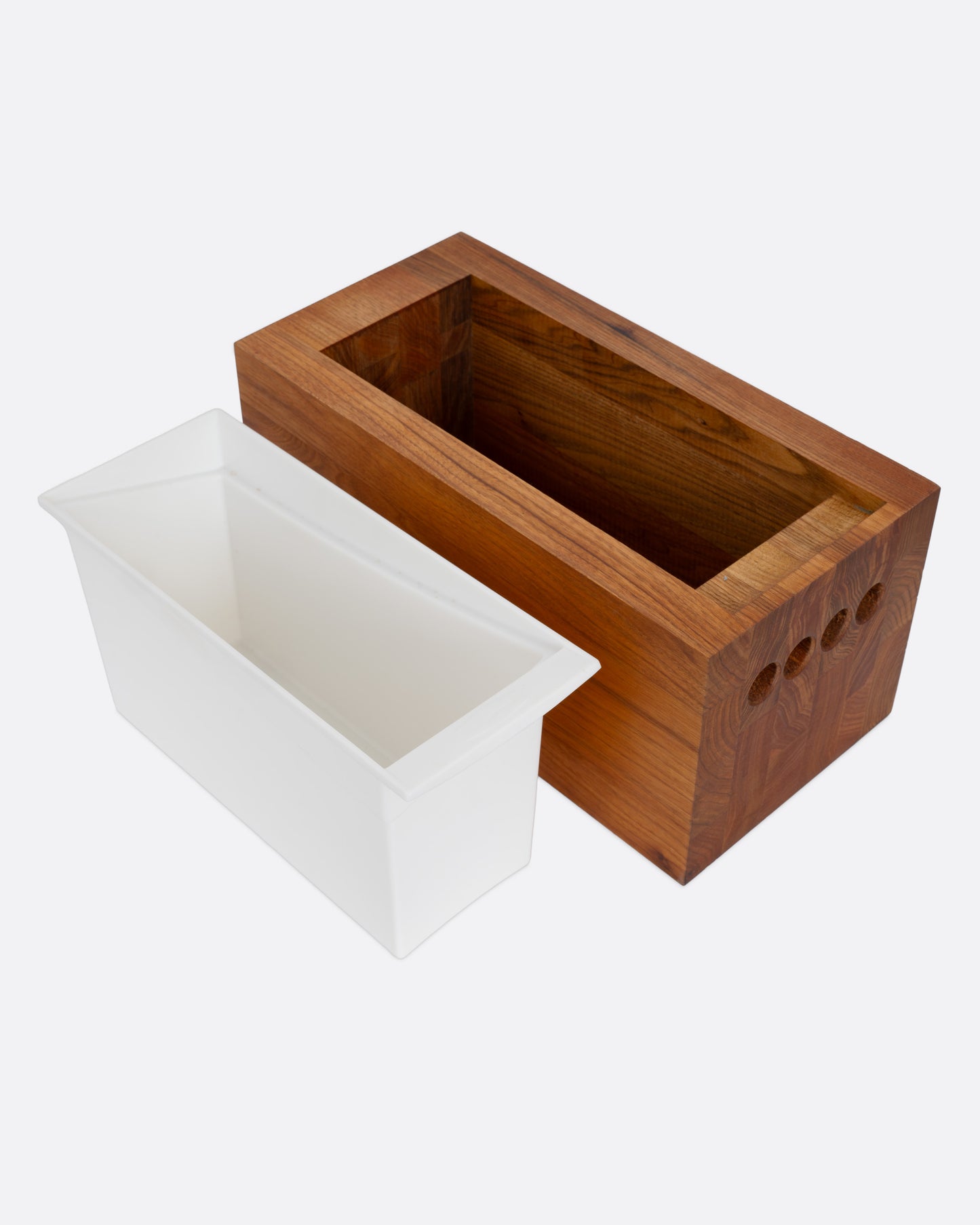 Teakwood Ice Bucket and Tongs