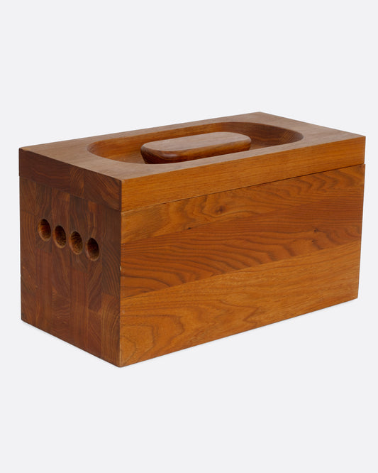 Teakwood Ice Bucket and Tongs