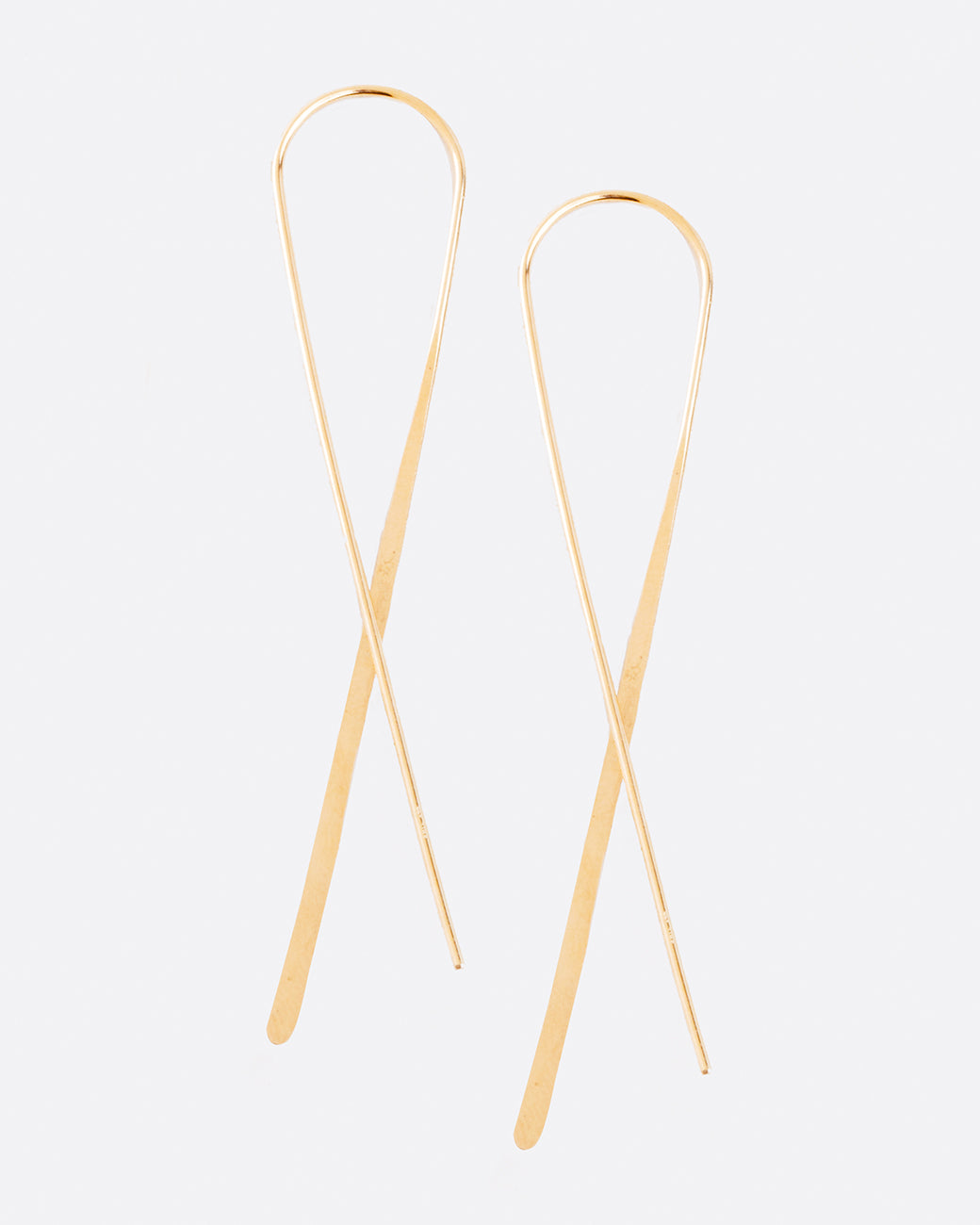 Fairmined gold, hand-hammered, large rounded hook earrings.