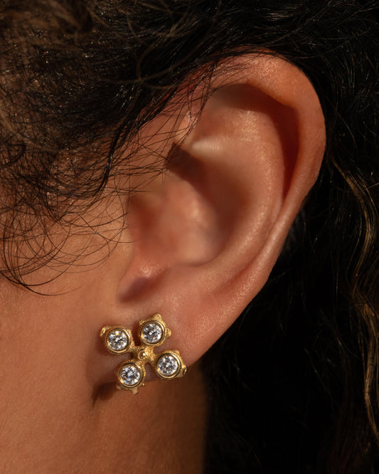 Diamond Club Shaped Stud Earrings