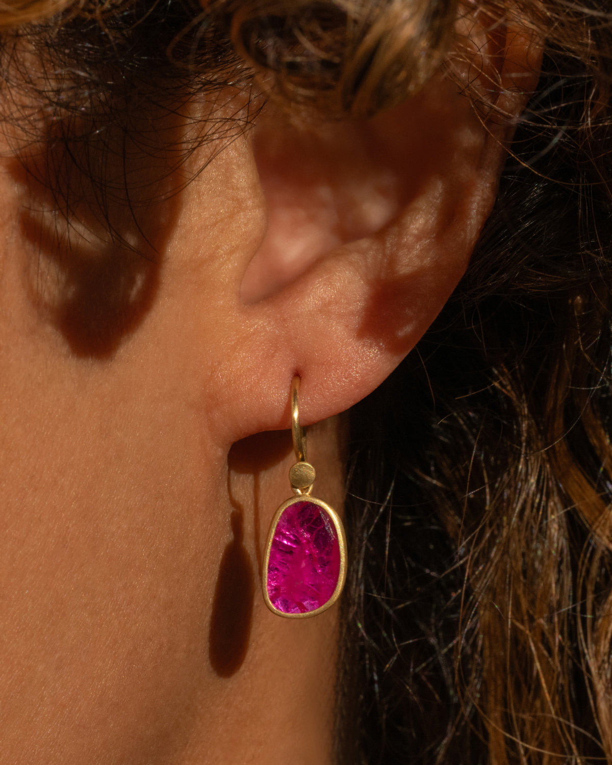 Ruby Pebble Drop Earrings