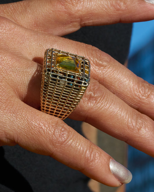 Yellow Sapphire Cagey Dome Ring