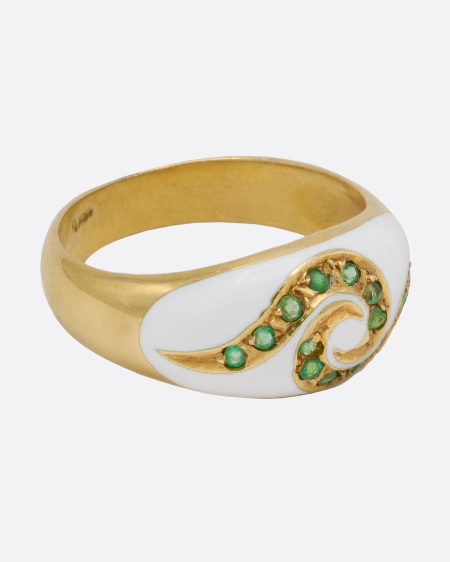 Emerald and Enamel Wave Ring