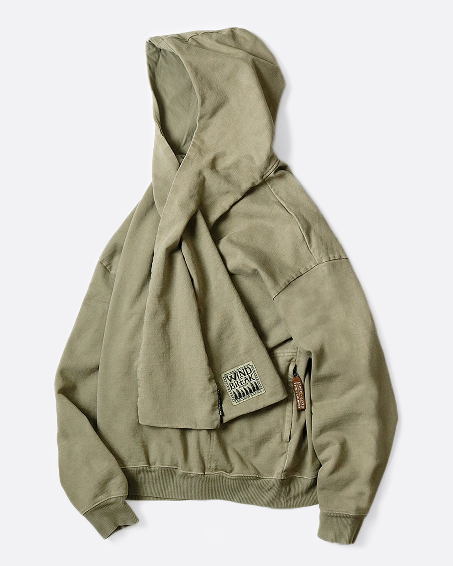 A hoodie with a scarf built in for extra layering in the coldest weather.