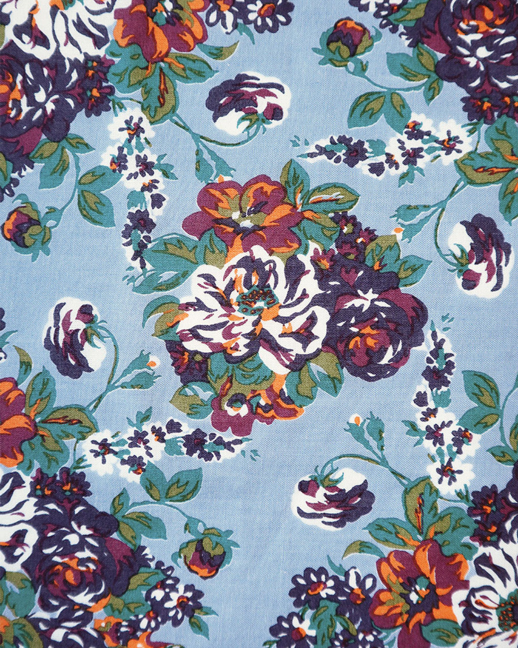 Light blue bandana with floral motif.