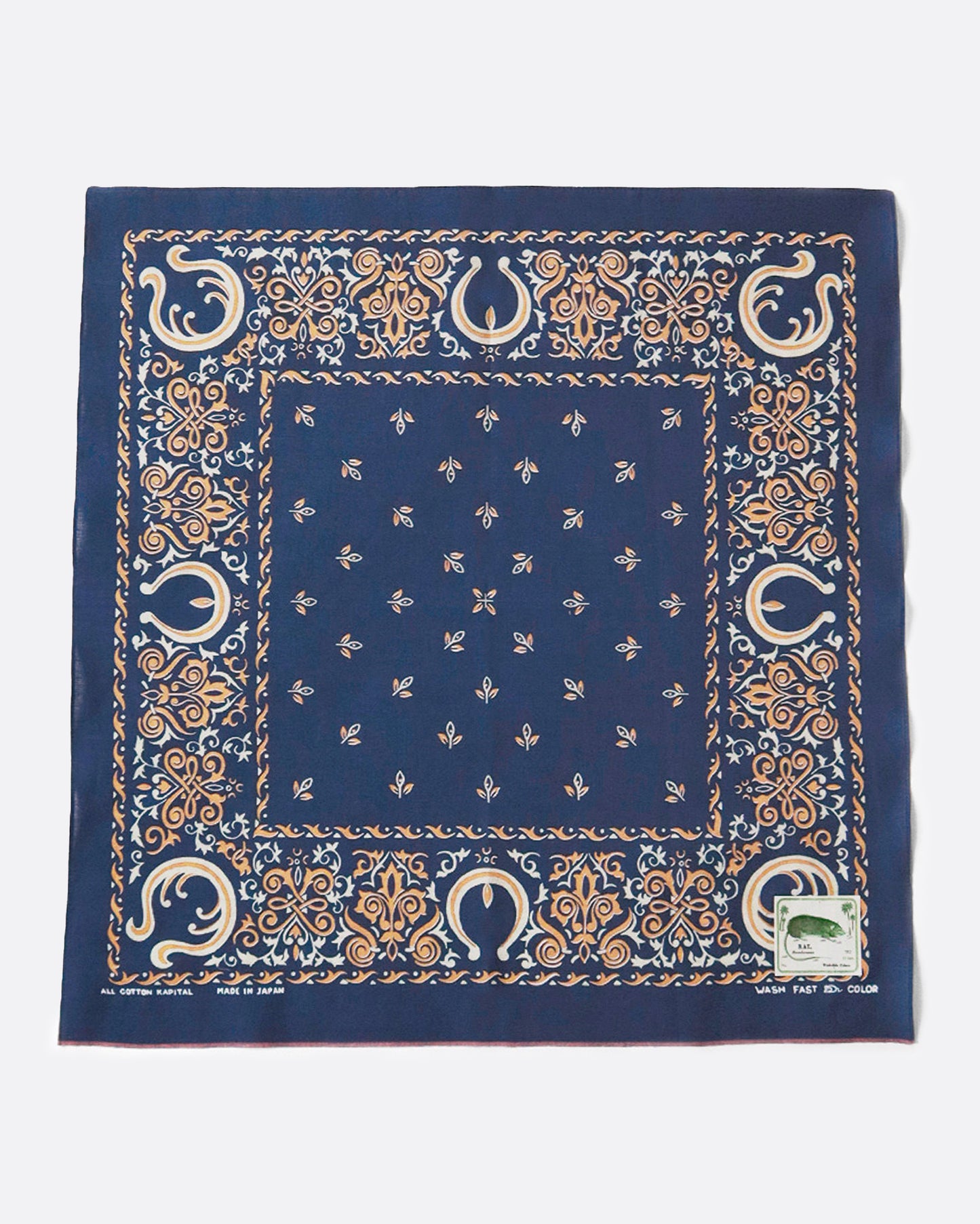 Printed with Native American najas, both traditional and those composed of antlers, this fastcolor selvedge bandana celebrates strength and creation.