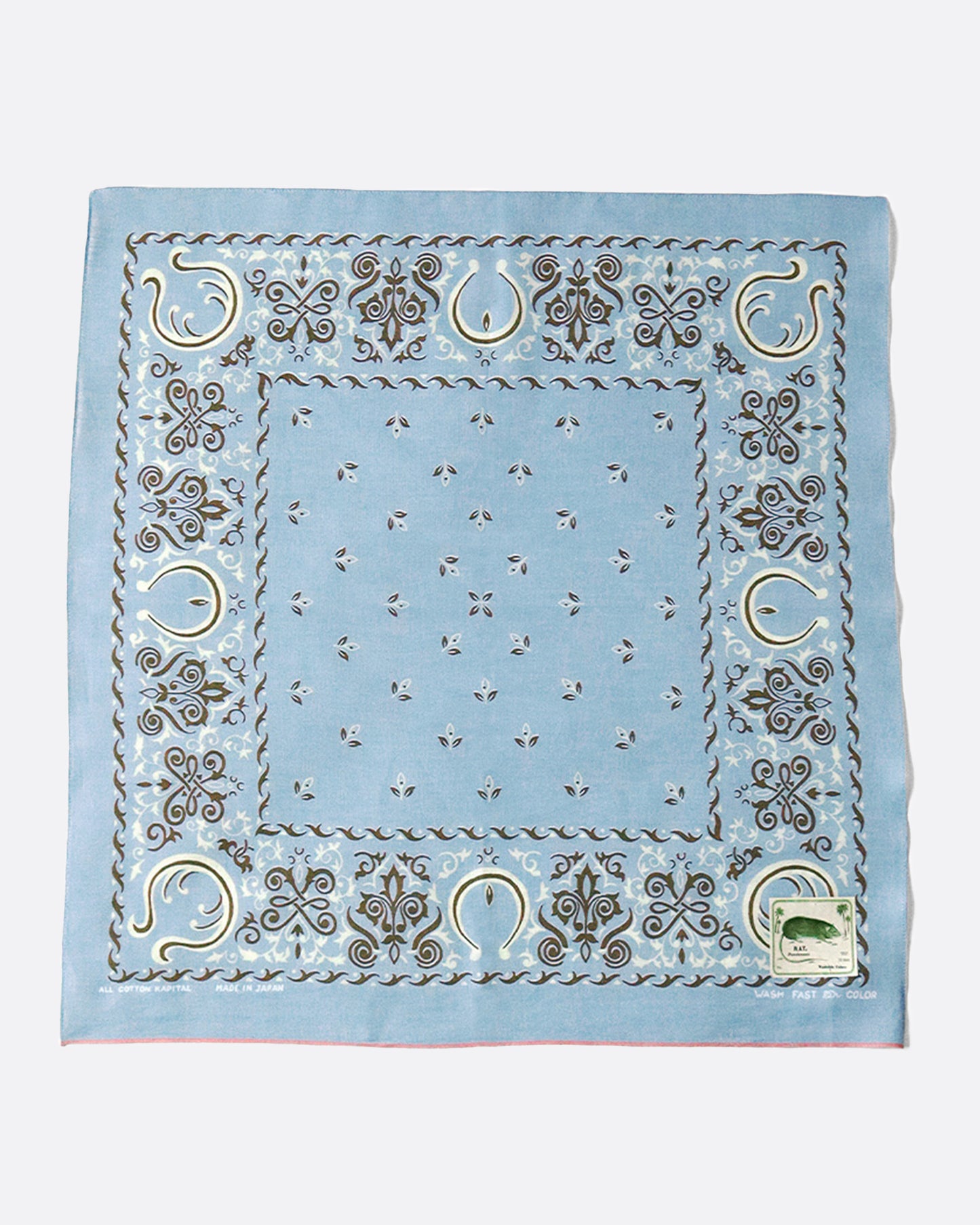 Printed with Native American najas, both traditional and those composed of antlers, this fastcolor selvedge bandana celebrates strength and creation.