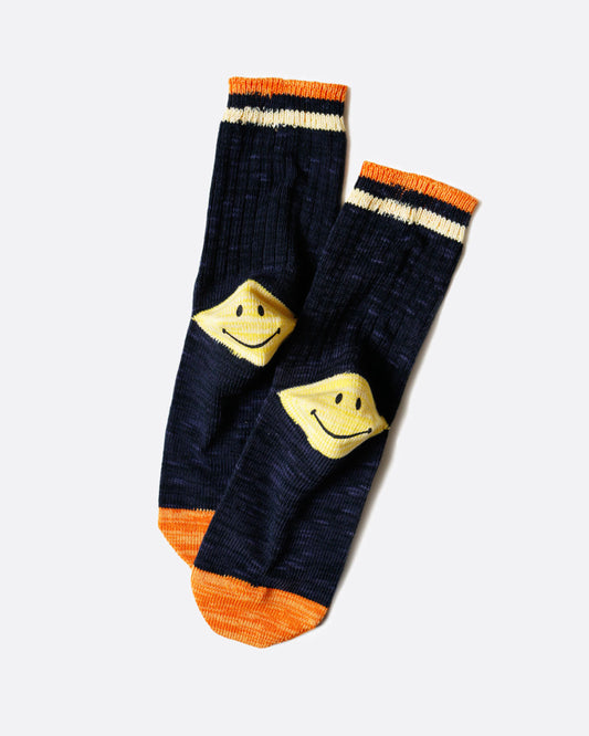 Kapital cotton smiley socks in navy