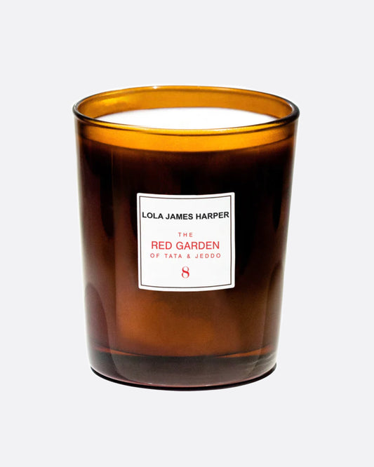 A candle meant to emulate the scent of a dear friend's garden filled with exotic plants.