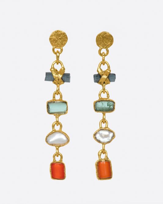 Made from some of Lou Zeldis' favorite findings, these multicolor earrings are equally cool dressed up or down.