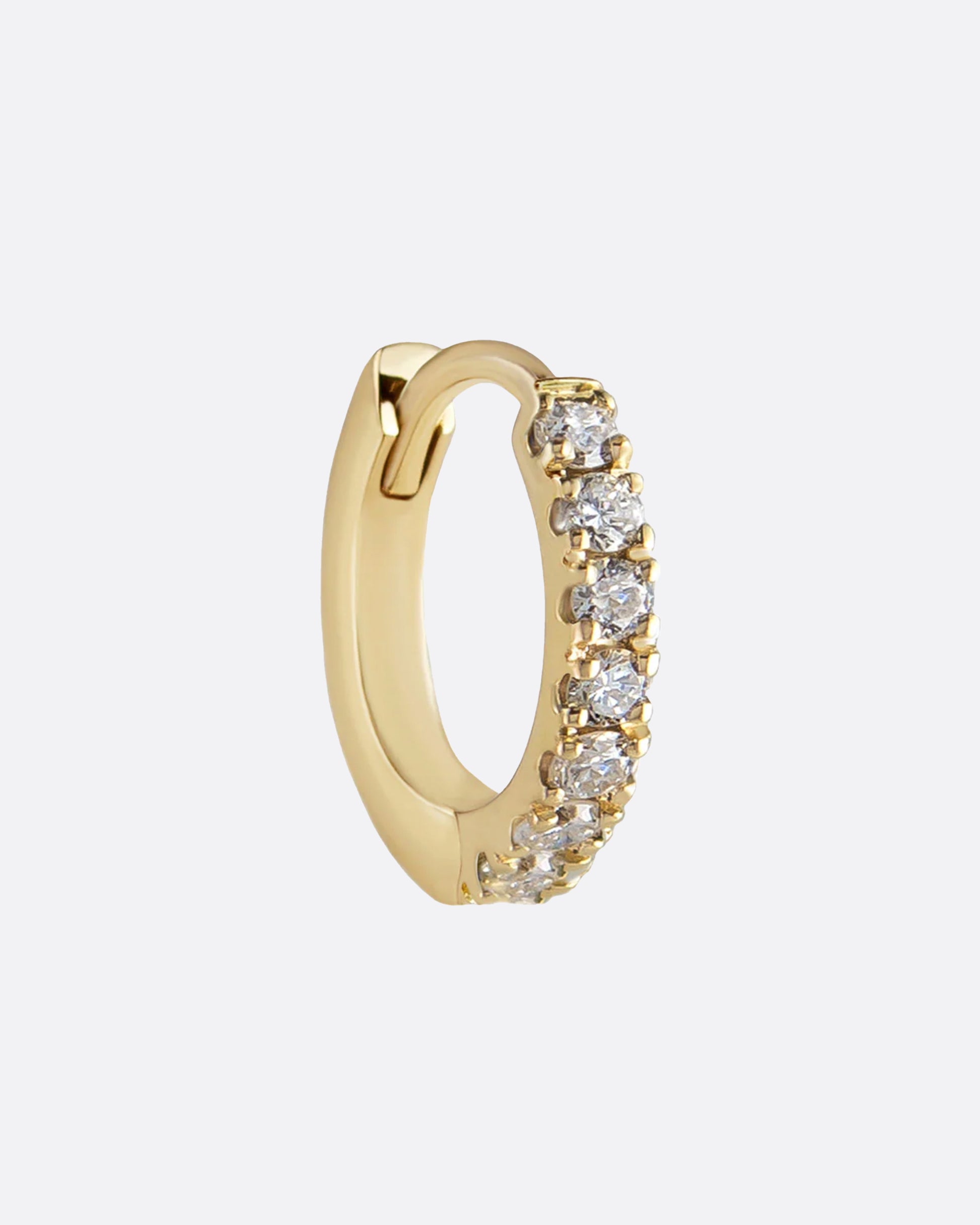 The quintessential, small, diamond hoop; a piece you'll be happy to have in your arsenal.