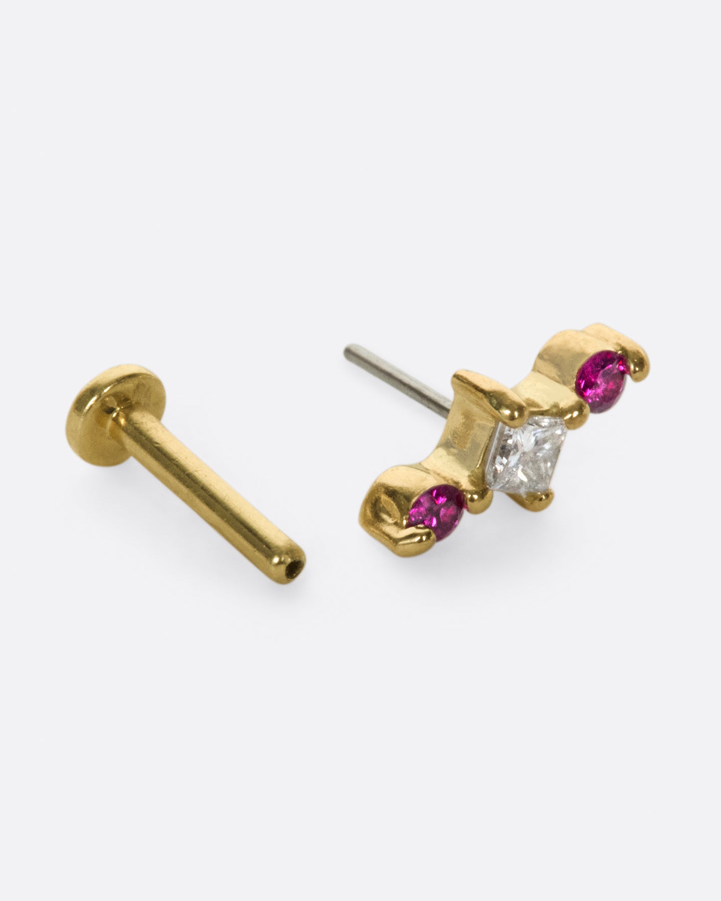 Pink Sapphire Juno Threadless Earring