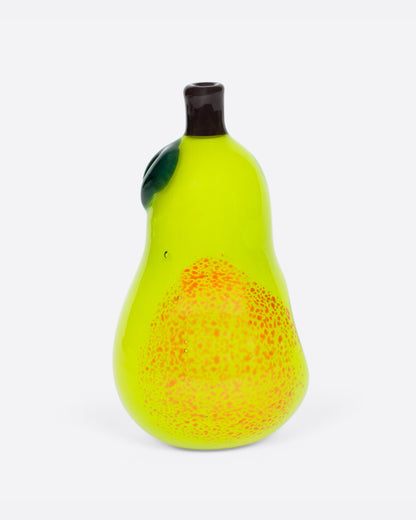 Green glass pear pipe, side view