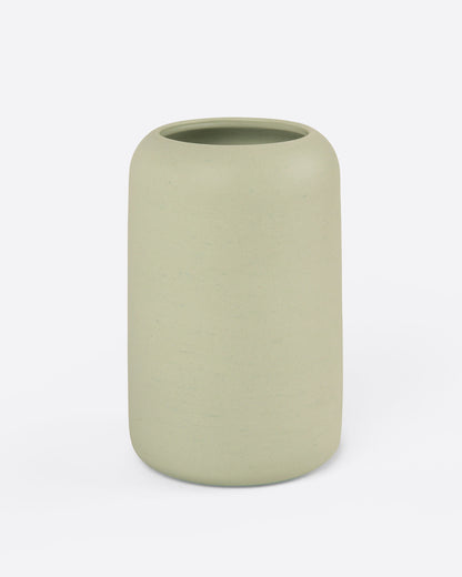 A green porcelain vase, shown from the front.