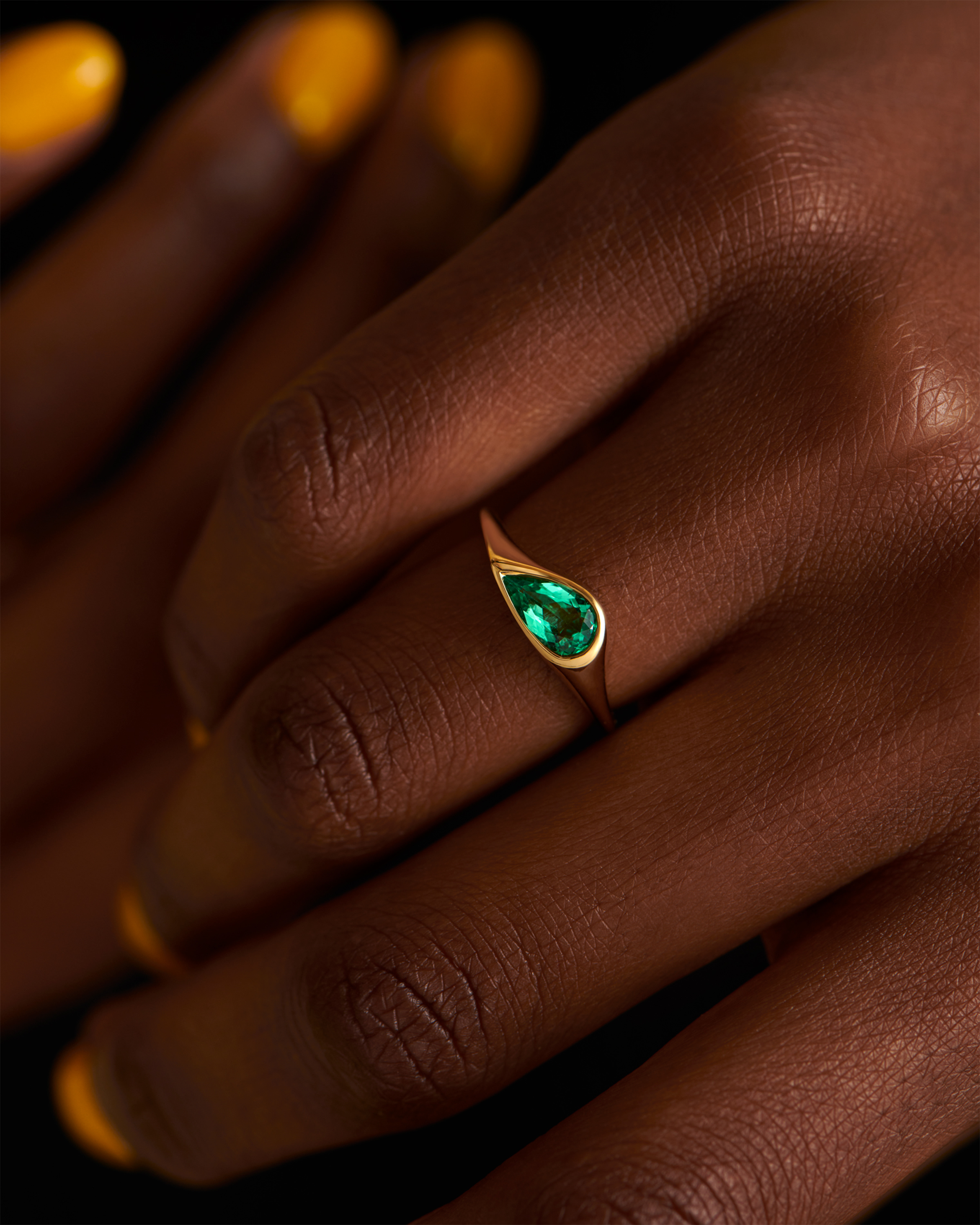ONE OF A KIND PEAR SHAPED EMERALD RING