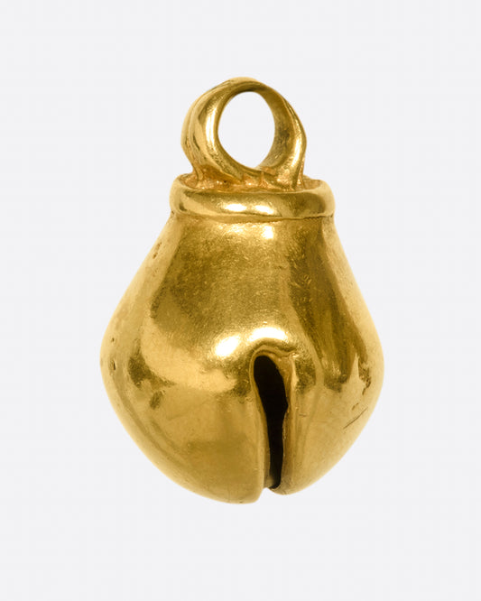 A vintage 22k gold bell charm that actually rings! This precious piece has a substantial size and weight, so you can wear it as a charm or pendant.