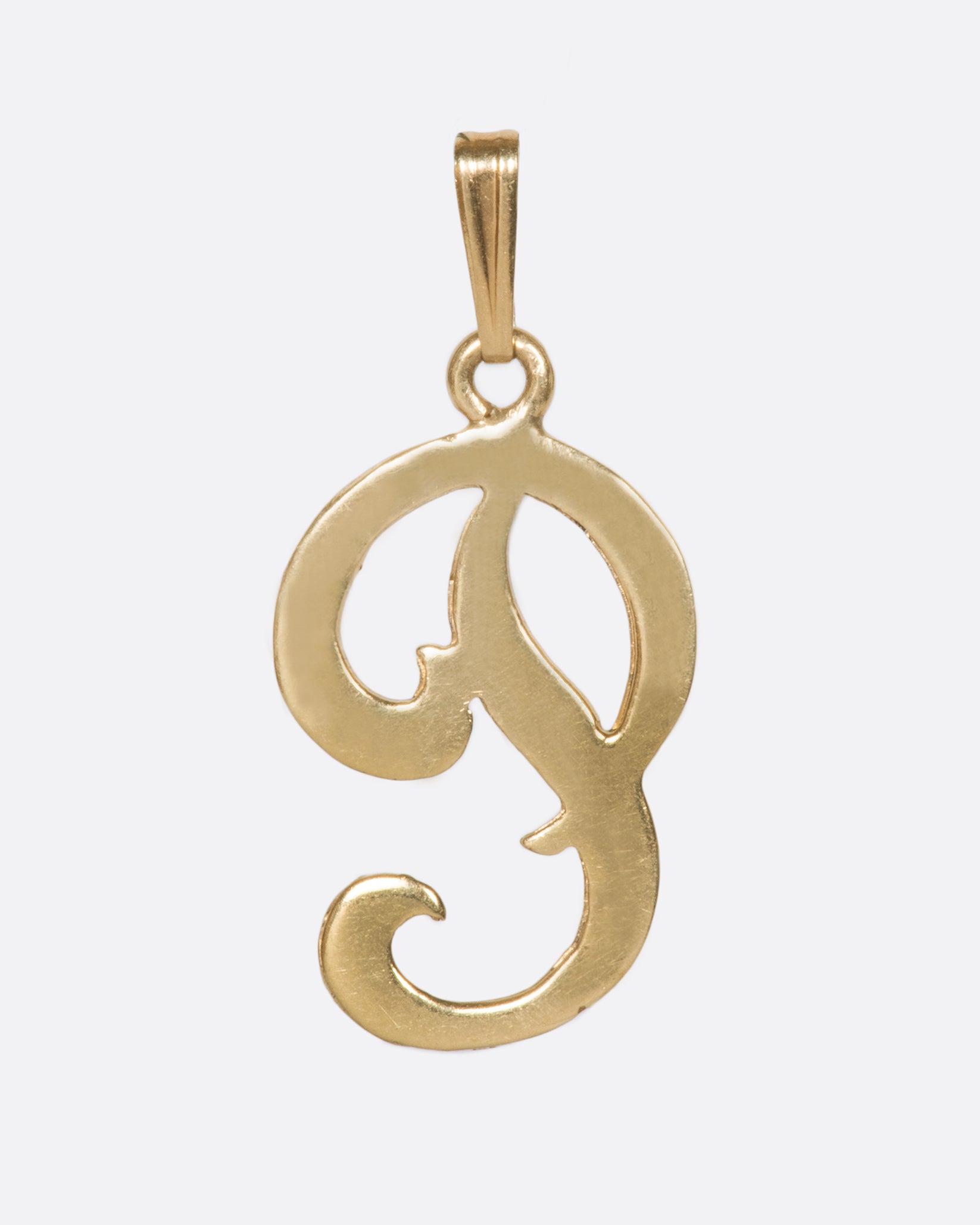 Vintage Yellow Gold Cursive Letter P Charm Love Adorned
