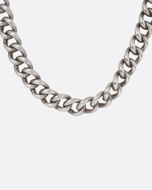 A vintage, 16 inch, sterling silver, puffy curb chain necklace.