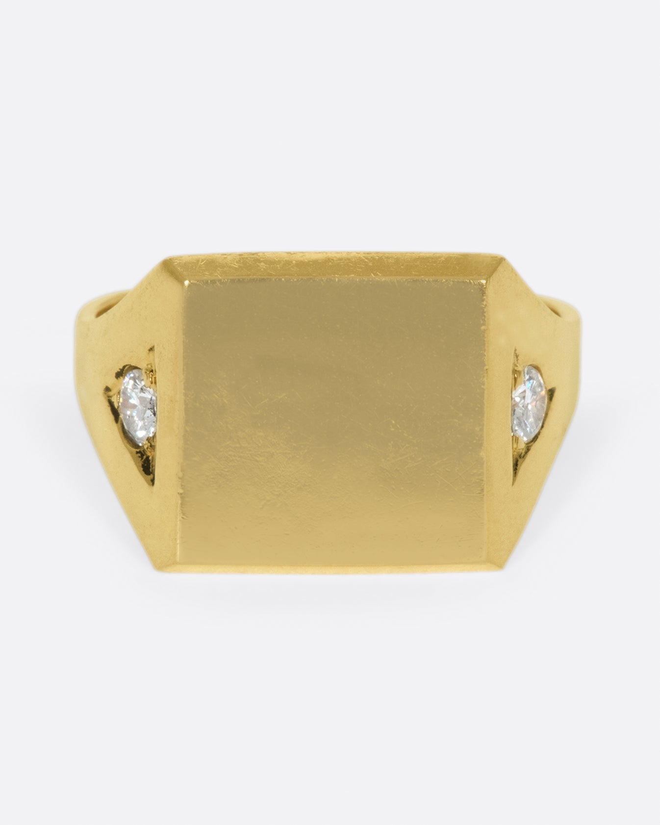 Vintage Yellow Gold Blank Square Ring Love Adorned