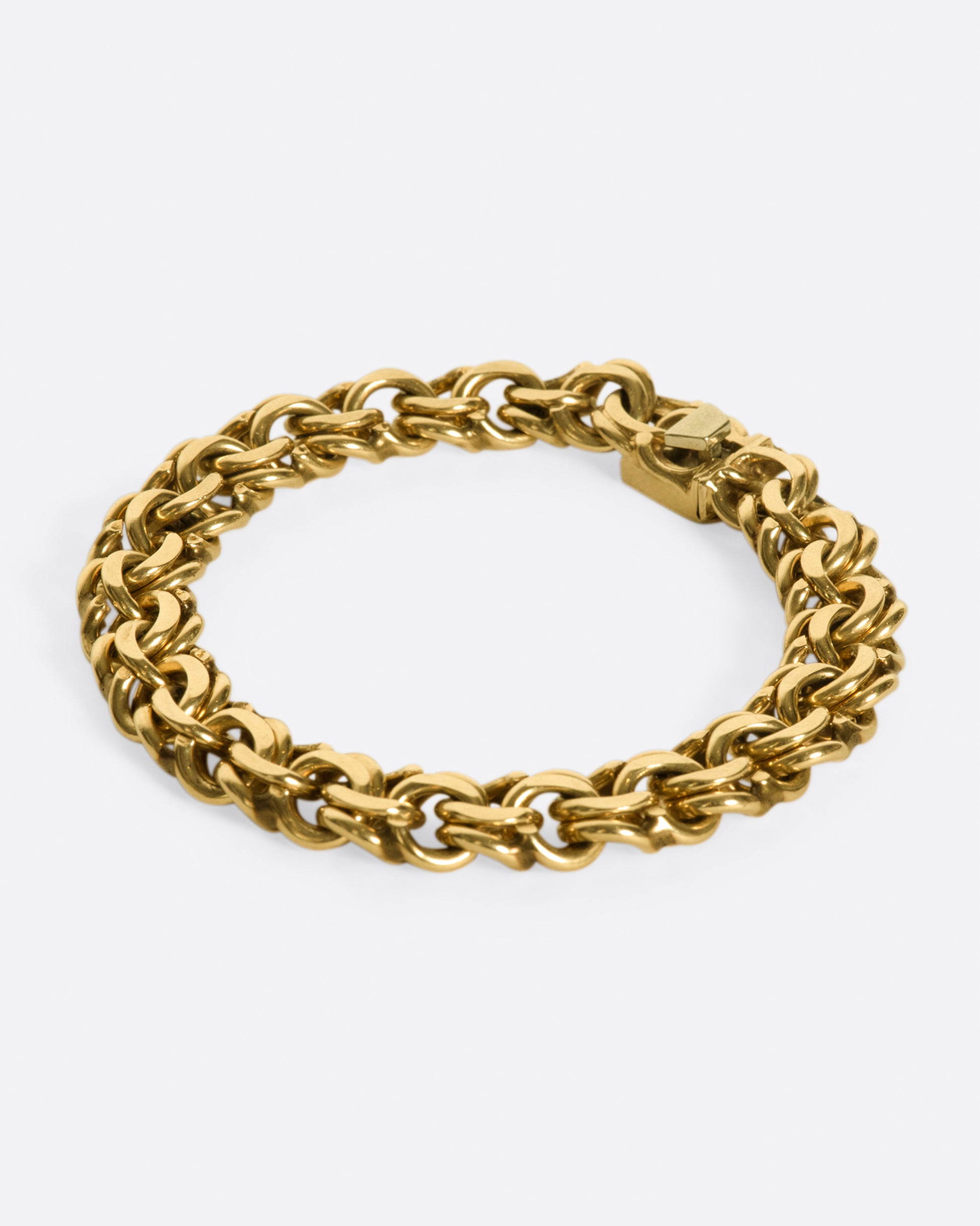 A heavy, woven chain bracelet that you won't want to take off.