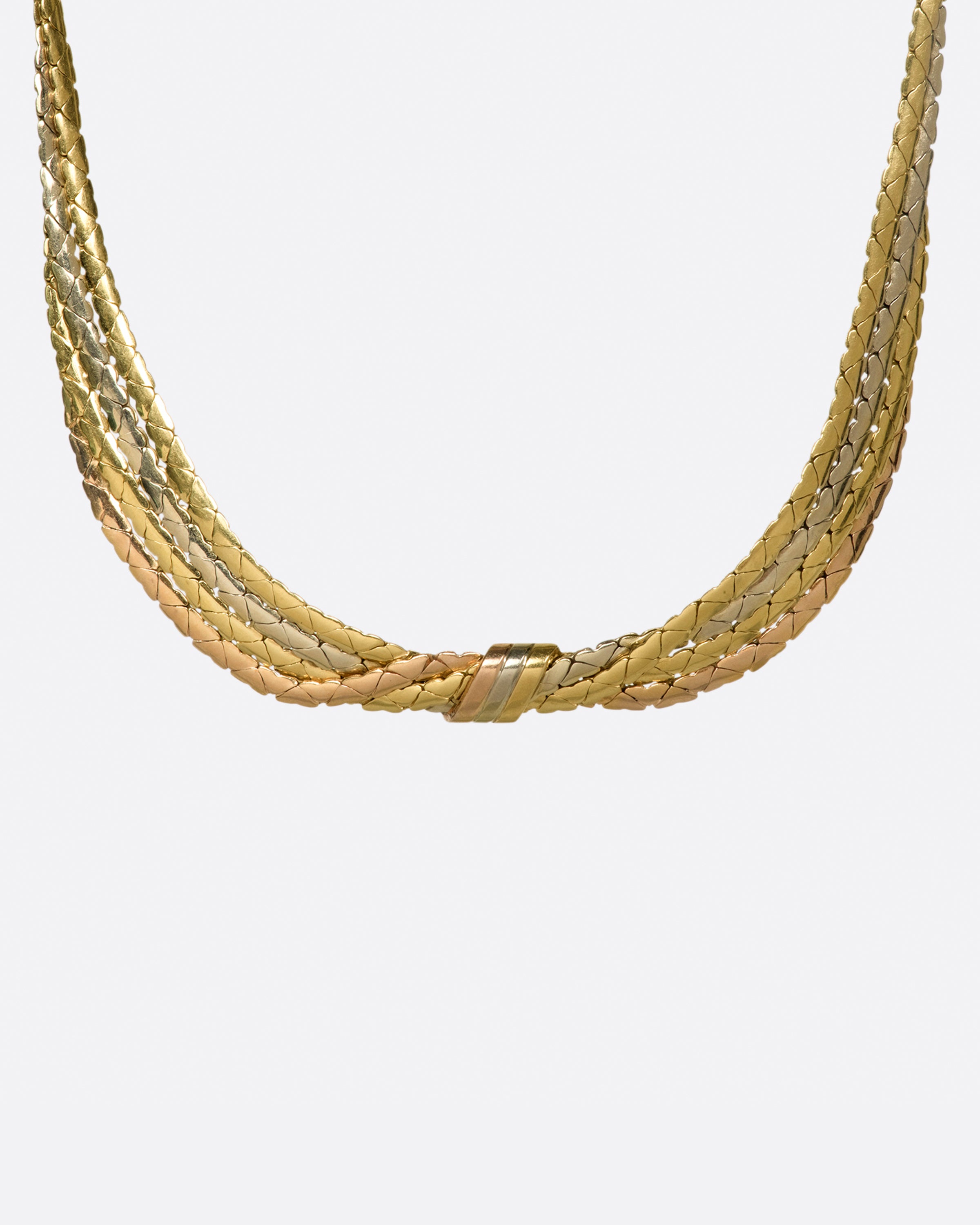 Vintage Tricolor Gold Heart Chain Necklace Love Adorned