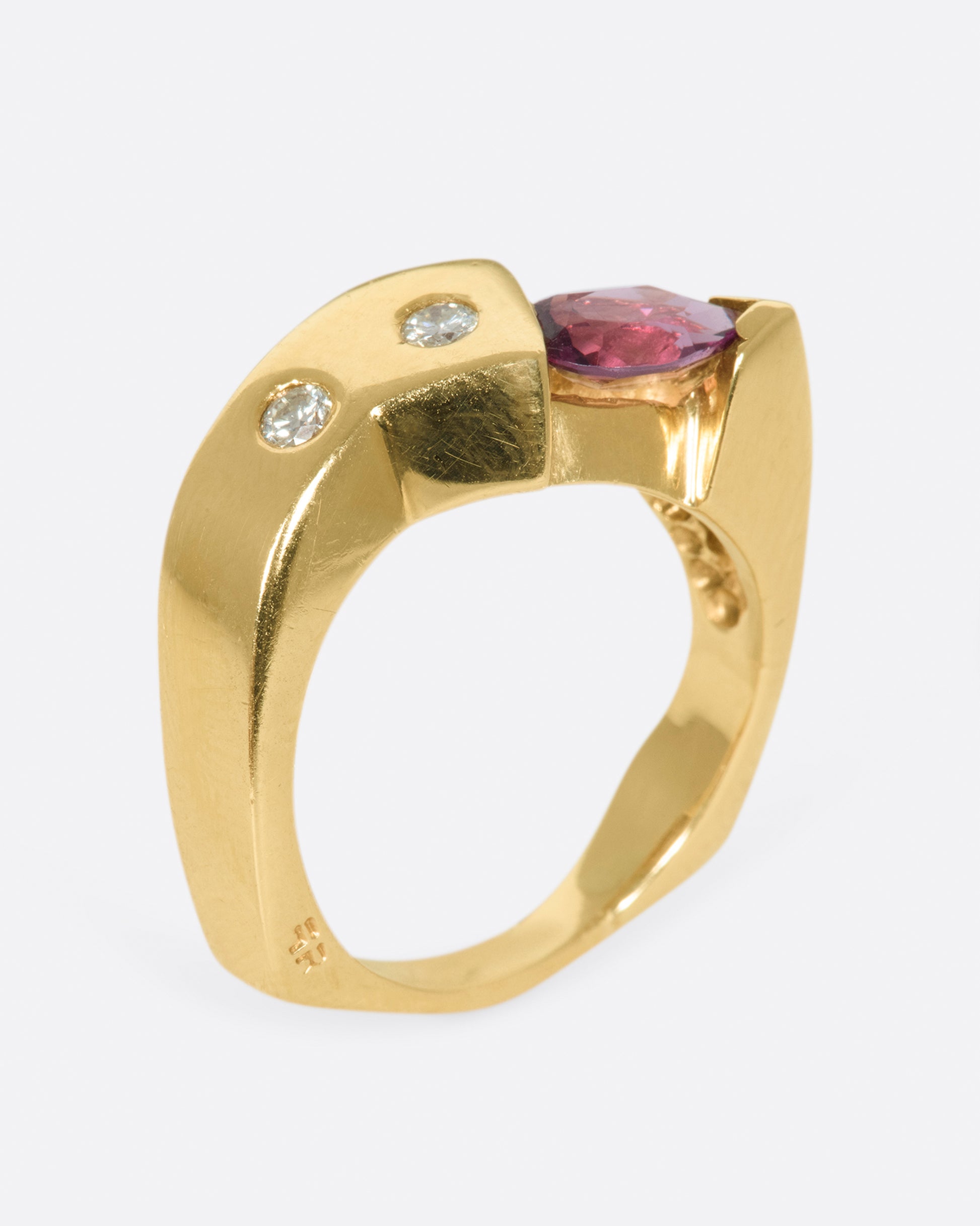 This ring looks different from every angle, is both substantial and comfortable, and stacks well with others.