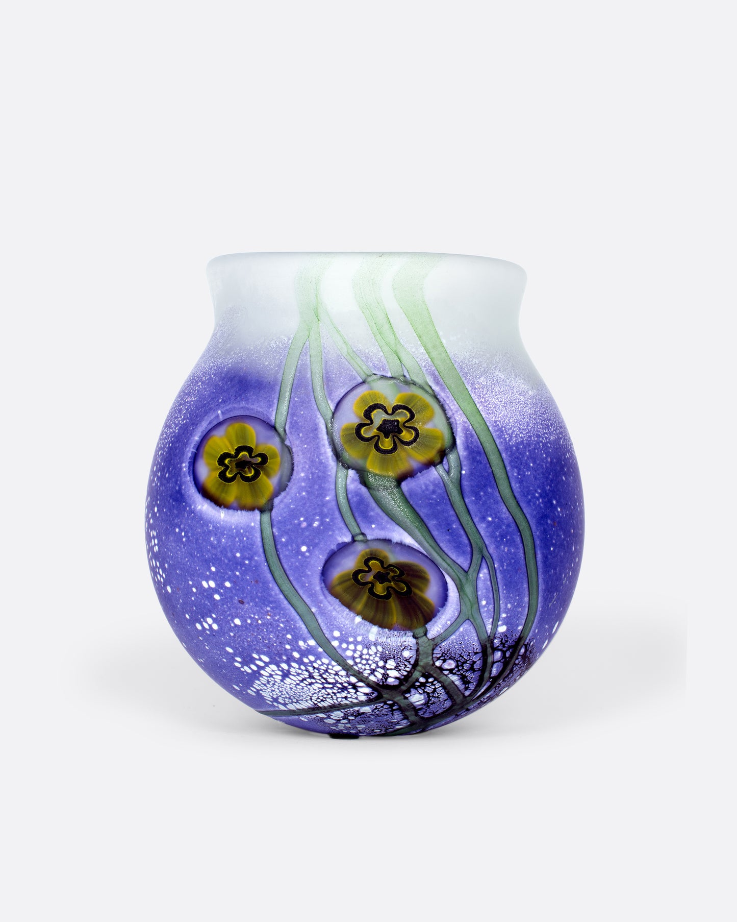 This heavy, frosted glass vase is mesmerizing from every angle.