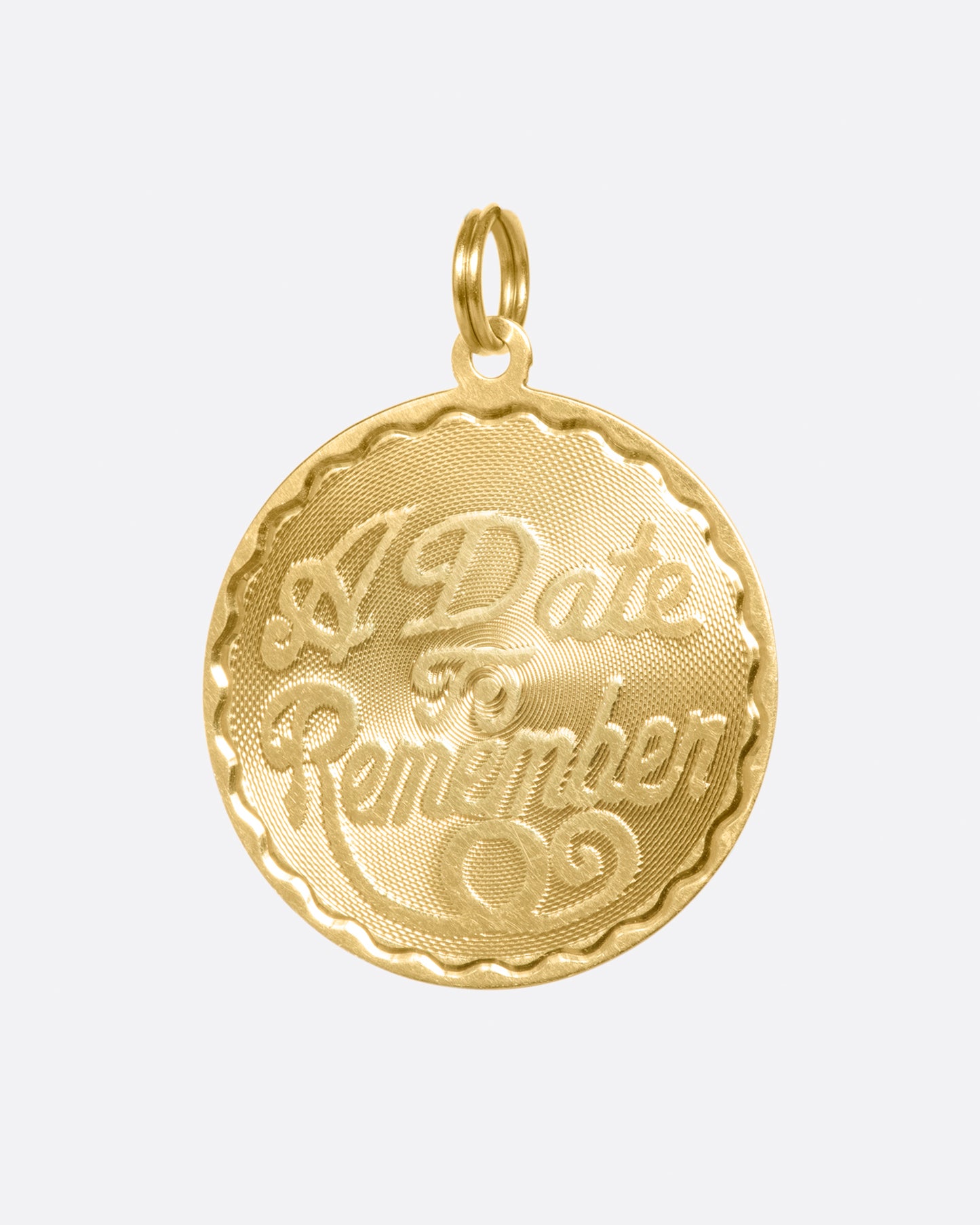 This medallion charm is blank on the back, waiting to be engraved with a date that's important to you.