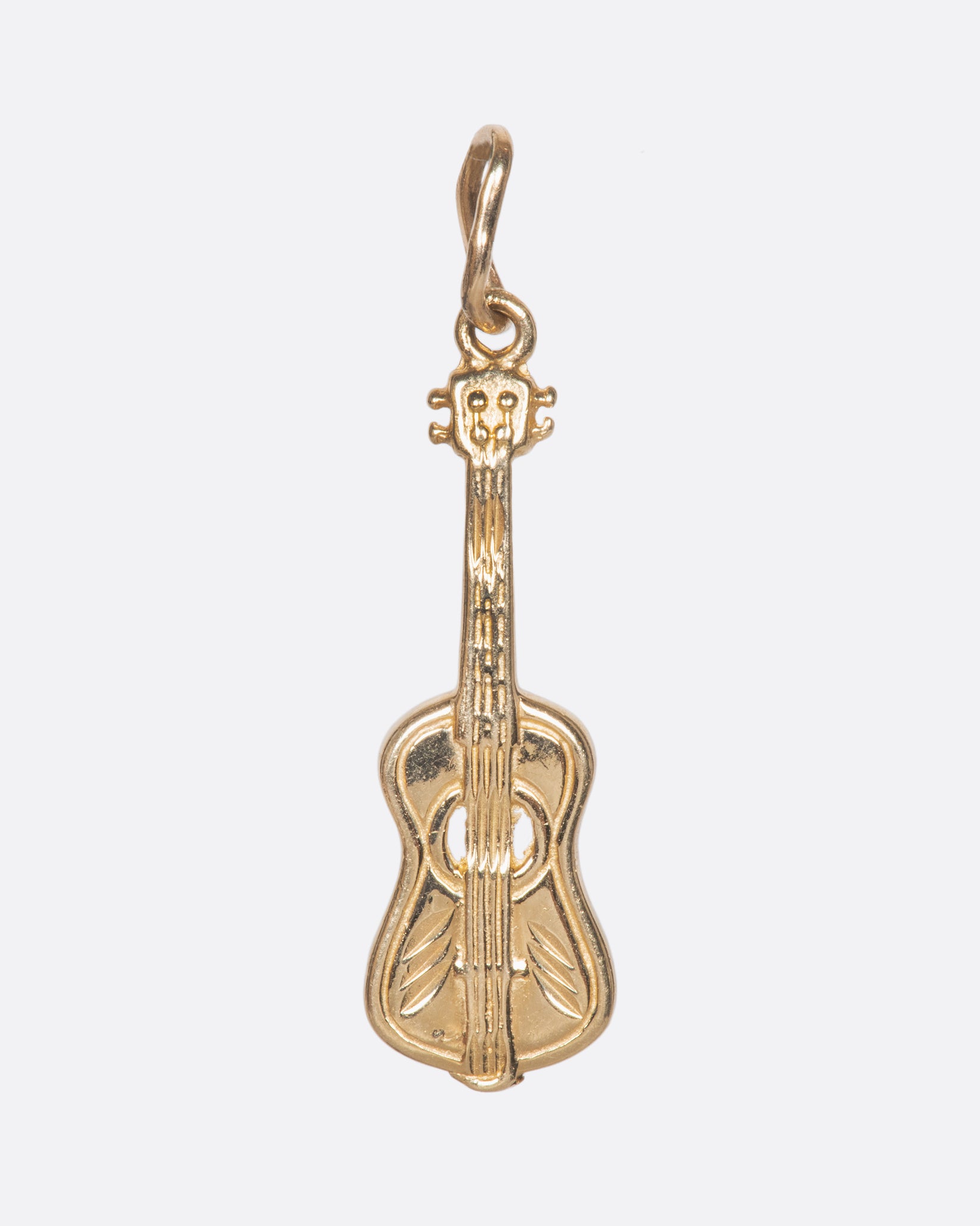 Vintage Yellow Gold Guitar Charm Love Adorned